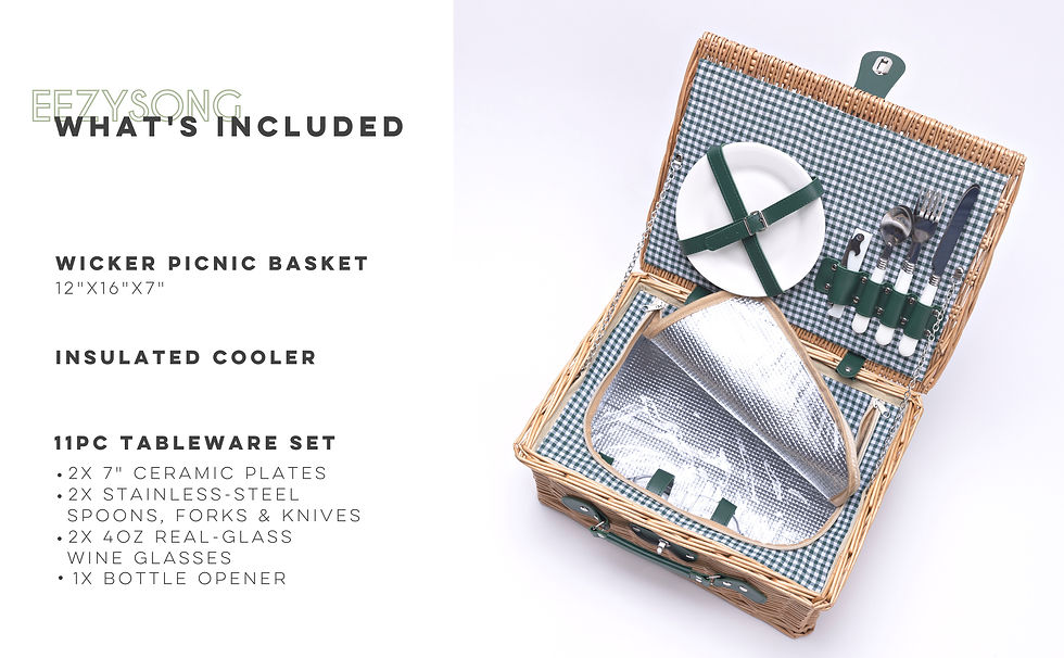EEZYSONG Wicker Picnic Basket Set For 2